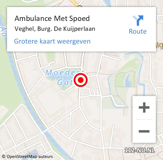 Locatie op kaart van de 112 melding: Ambulance Met Spoed Naar Veghel, Burg. De Kuijperlaan op 16 juni 2019 18:43