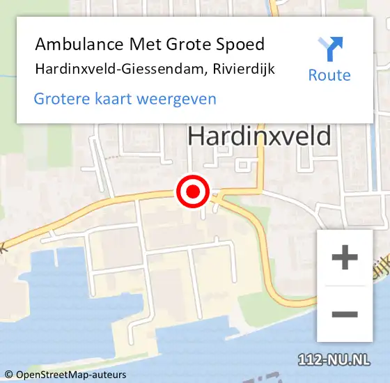 Locatie op kaart van de 112 melding: Ambulance Met Grote Spoed Naar Hardinxveld-Giessendam, Rivierdijk op 16 juni 2019 19:24