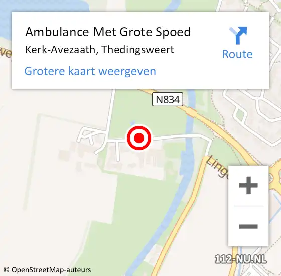 Locatie op kaart van de 112 melding: Ambulance Met Grote Spoed Naar Kerk-Avezaath, Thedingsweert op 16 juni 2019 20:16