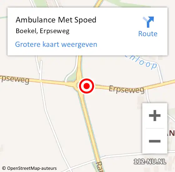 Locatie op kaart van de 112 melding: Ambulance Met Spoed Naar Boekel, Erpseweg op 16 juni 2019 21:11