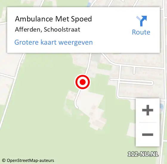 Locatie op kaart van de 112 melding: Ambulance Met Spoed Naar Afferden, Schoolstraat op 16 juni 2019 22:02