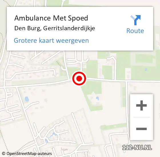 Locatie op kaart van de 112 melding: Ambulance Met Spoed Naar Den Burg, Gerritslanderdijkje op 16 juni 2019 22:37