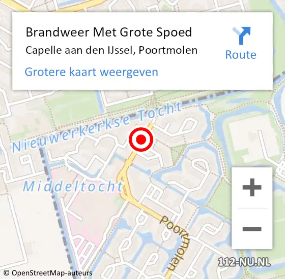 Locatie op kaart van de 112 melding: Brandweer Met Grote Spoed Naar Capelle aan den IJssel, Poortmolen op 16 juni 2019 23:28