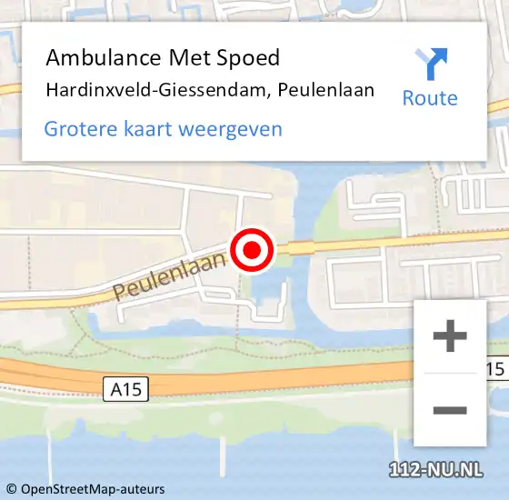 Locatie op kaart van de 112 melding: Ambulance Met Spoed Naar Hardinxveld-Giessendam, Peulenlaan op 17 juni 2019 00:37