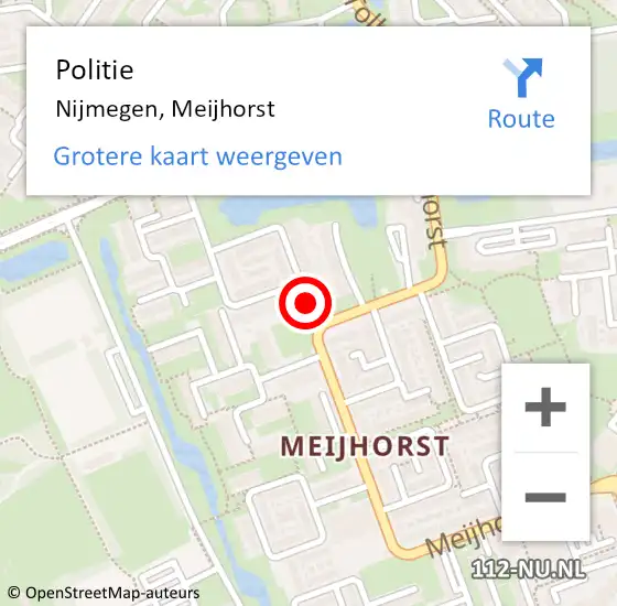 Locatie op kaart van de 112 melding: Politie Nijmegen, Meijhorst op 17 juni 2019 01:46