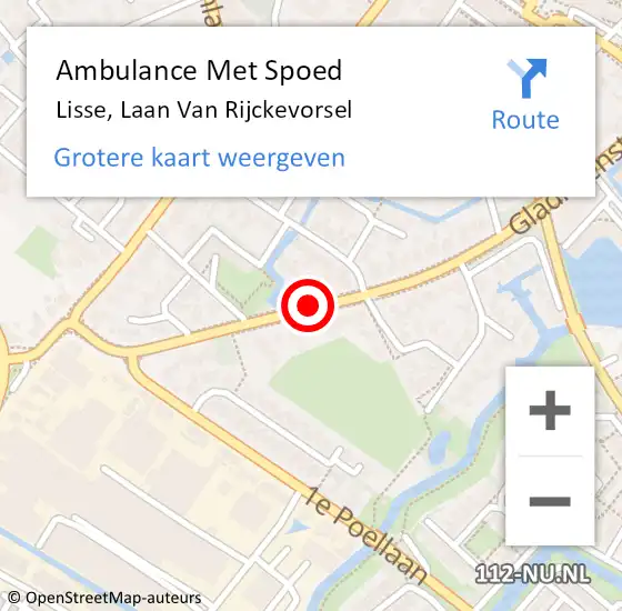 Locatie op kaart van de 112 melding: Ambulance Met Spoed Naar Lisse, Laan Van Rijckevorsel op 17 juni 2019 04:38