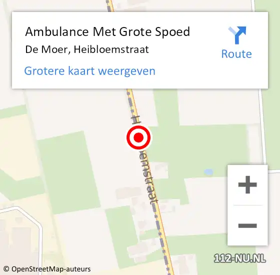 Locatie op kaart van de 112 melding: Ambulance Met Grote Spoed Naar De Moer, Heibloemstraat op 17 juni 2019 07:45