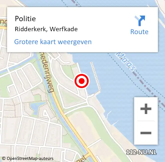 Locatie op kaart van de 112 melding: Politie Ridderkerk, Werfkade op 17 juni 2019 08:13