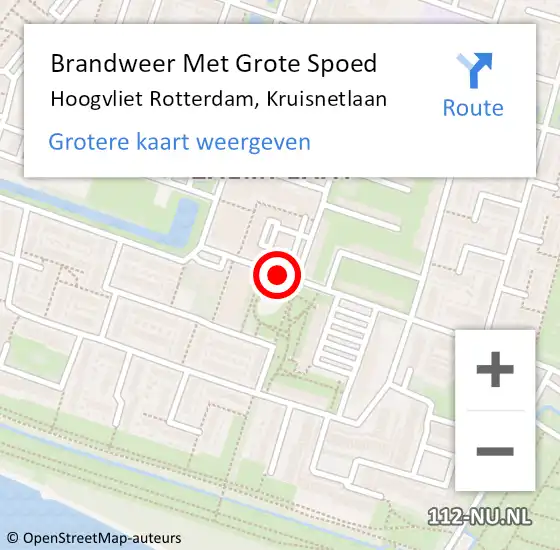 Locatie op kaart van de 112 melding: Brandweer Met Grote Spoed Naar Hoogvliet Rotterdam, Kruisnetlaan op 17 juni 2019 08:33