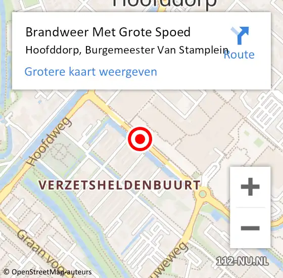Locatie op kaart van de 112 melding: Brandweer Met Grote Spoed Naar Hoofddorp, Burgemeester Van Stamplein op 17 juni 2019 09:00