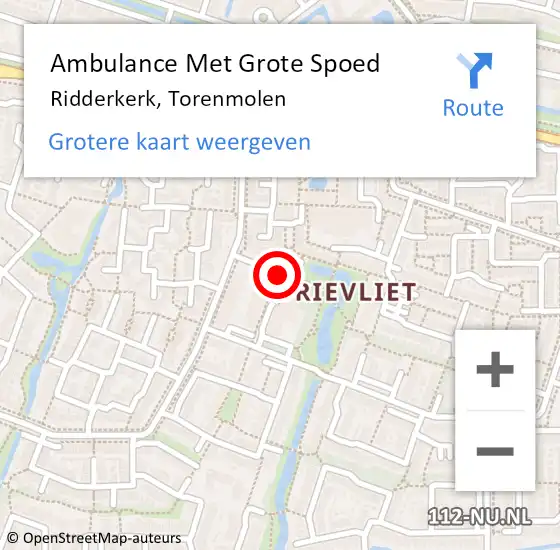 Locatie op kaart van de 112 melding: Ambulance Met Grote Spoed Naar Ridderkerk, Torenmolen op 17 juni 2019 10:57