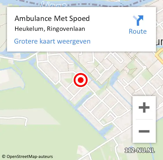 Locatie op kaart van de 112 melding: Ambulance Met Spoed Naar Heukelum, Ringovenlaan op 17 juni 2019 11:44