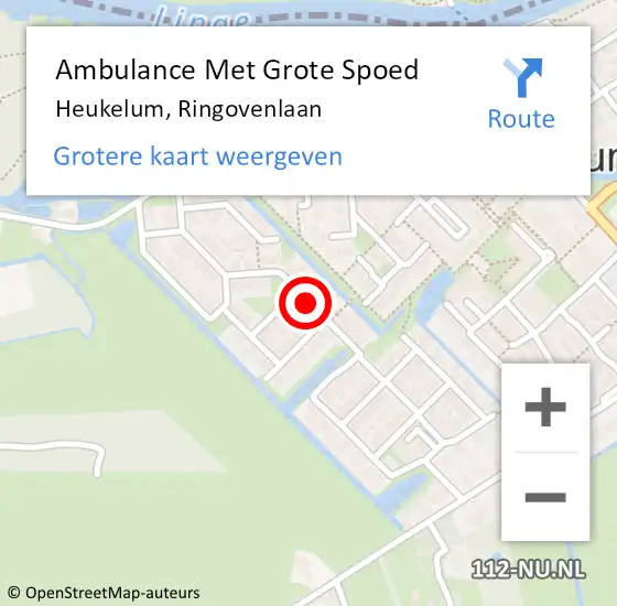 Locatie op kaart van de 112 melding: Ambulance Met Grote Spoed Naar Heukelum, Ringovenlaan op 17 juni 2019 11:47