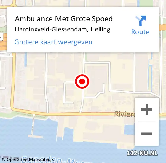 Locatie op kaart van de 112 melding: Ambulance Met Grote Spoed Naar Hardinxveld-Giessendam, Helling op 17 juni 2019 12:18