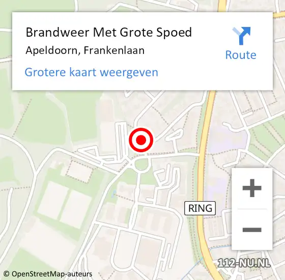 Locatie op kaart van de 112 melding: Brandweer Met Grote Spoed Naar Apeldoorn, Frankenlaan op 17 juni 2019 12:39