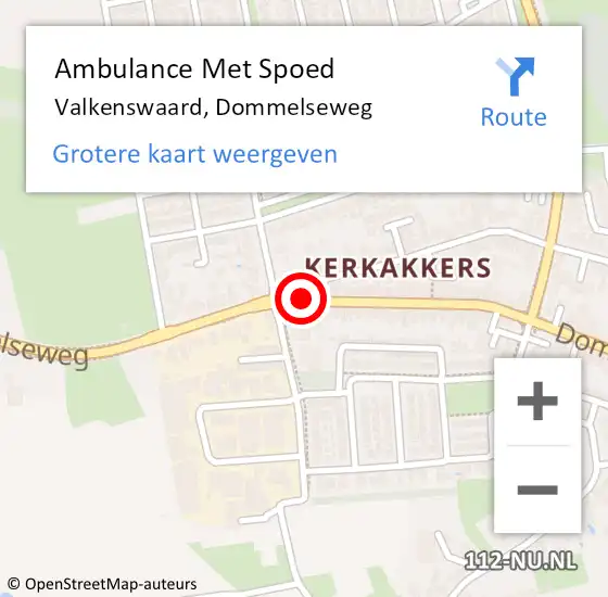 Locatie op kaart van de 112 melding: Ambulance Met Spoed Naar Valkenswaard, Dommelseweg op 17 juni 2019 13:07