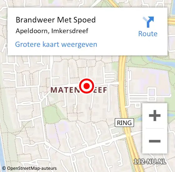Locatie op kaart van de 112 melding: Brandweer Met Spoed Naar Apeldoorn, Imkersdreef op 17 juni 2019 13:33