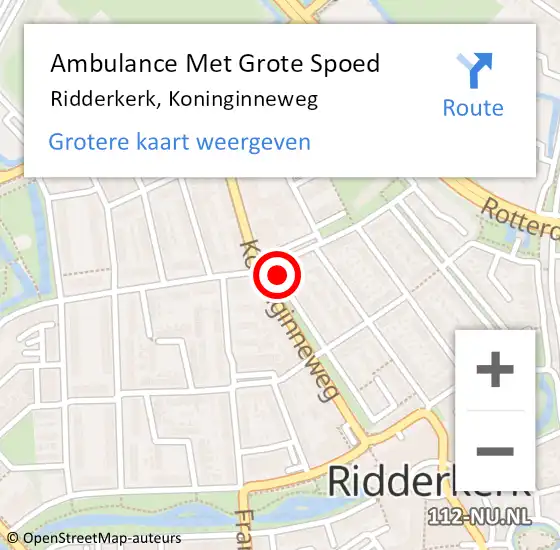 Locatie op kaart van de 112 melding: Ambulance Met Grote Spoed Naar Ridderkerk, Koninginneweg op 17 juni 2019 13:45
