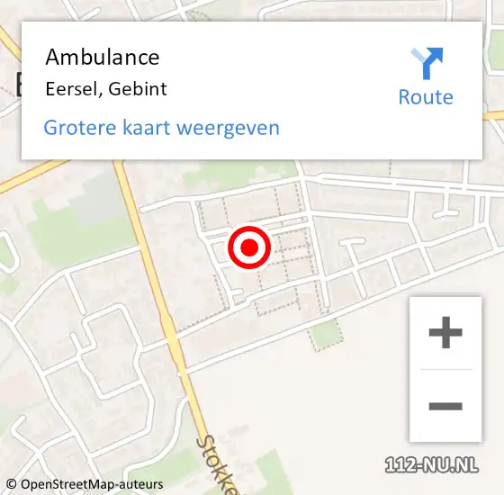Locatie op kaart van de 112 melding: Ambulance Eersel, Gebint op 17 juni 2019 13:56