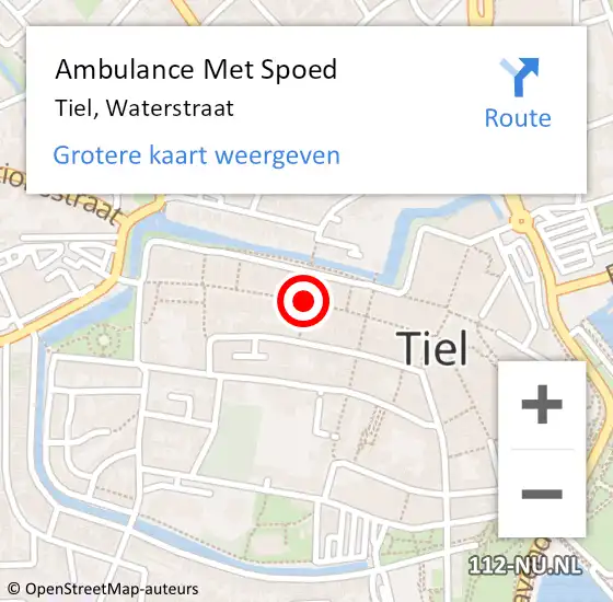 Locatie op kaart van de 112 melding: Ambulance Met Spoed Naar Tiel, Waterstraat op 17 juni 2019 14:28