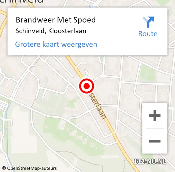 Locatie op kaart van de 112 melding: Brandweer Met Spoed Naar Schinveld, Kloosterlaan op 17 juni 2019 14:32