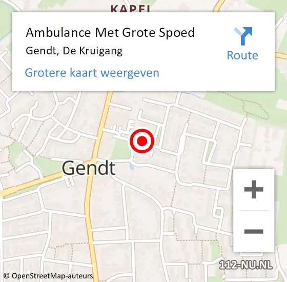 Locatie op kaart van de 112 melding: Ambulance Met Grote Spoed Naar Gendt, De Kruigang op 17 juni 2019 14:50
