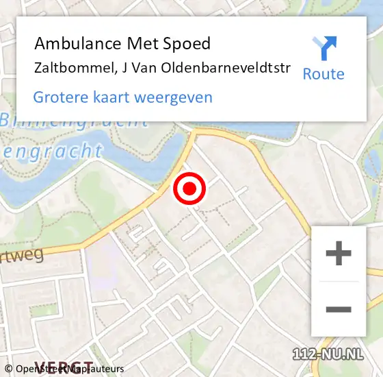 Locatie op kaart van de 112 melding: Ambulance Met Spoed Naar Zaltbommel, J Van Oldenbarneveldtstr op 17 juni 2019 16:06