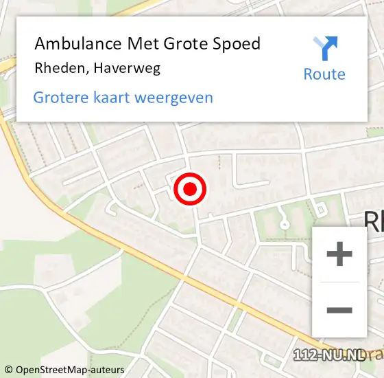 Locatie op kaart van de 112 melding: Ambulance Met Grote Spoed Naar Rheden, Haverweg op 17 juni 2019 16:16