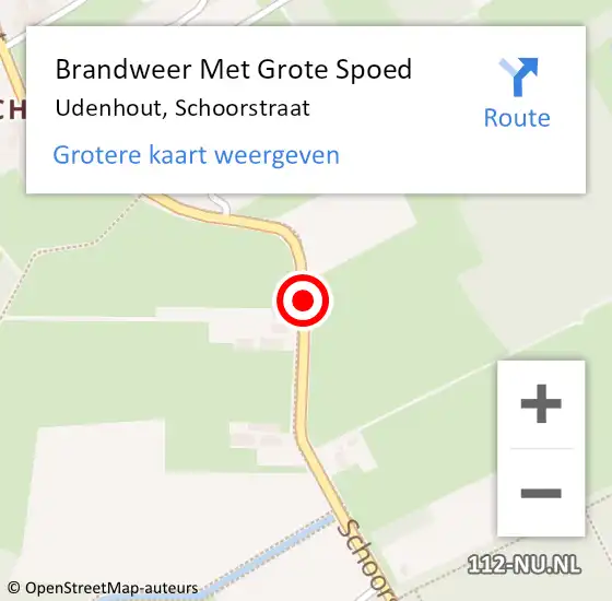 Locatie op kaart van de 112 melding: Brandweer Met Grote Spoed Naar Udenhout, Schoorstraat op 17 juni 2019 16:34