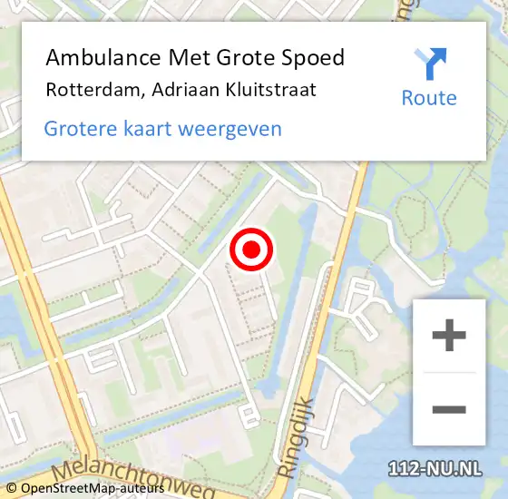 Locatie op kaart van de 112 melding: Ambulance Met Grote Spoed Naar Rotterdam, Adriaan Kluitstraat op 17 juni 2019 16:48