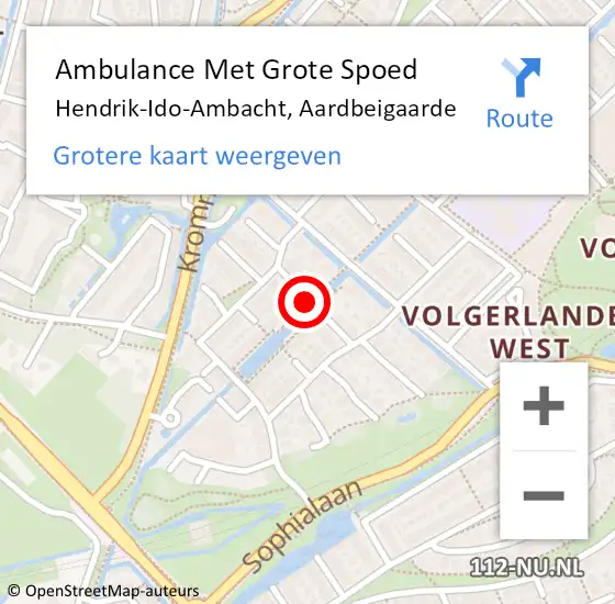 Locatie op kaart van de 112 melding: Ambulance Met Grote Spoed Naar Hendrik-Ido-Ambacht, Aardbeigaarde op 17 juni 2019 16:58