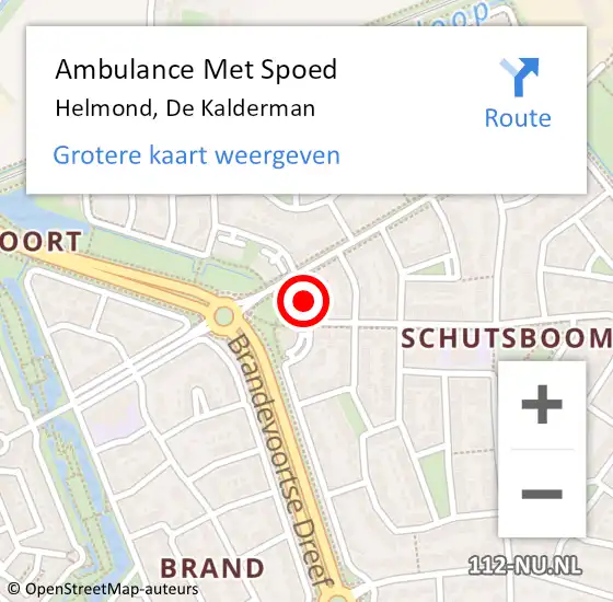 Locatie op kaart van de 112 melding: Ambulance Met Spoed Naar Helmond, De Kalderman op 17 juni 2019 17:54