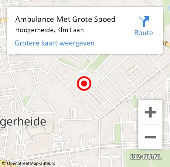 Locatie op kaart van de 112 melding: Ambulance Met Grote Spoed Naar Hoogerheide, Klm Laan op 17 juni 2019 18:22
