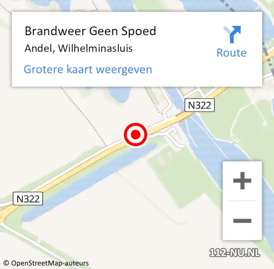 Locatie op kaart van de 112 melding: Brandweer Geen Spoed Naar Andel, Wilhelminasluis op 17 juni 2019 18:24