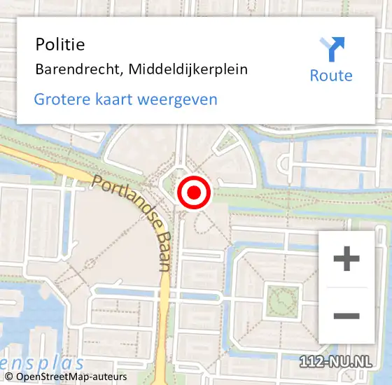 Locatie op kaart van de 112 melding: Politie Barendrecht, Middeldijkerplein op 17 juni 2019 19:15