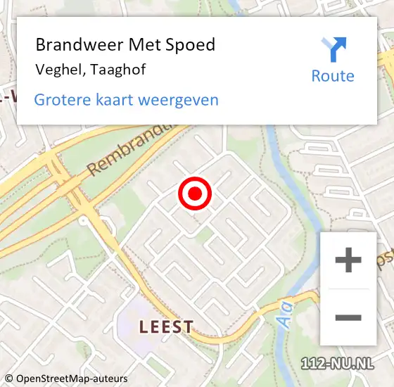 Locatie op kaart van de 112 melding: Brandweer Met Spoed Naar Veghel, Taaghof op 17 juni 2019 19:22