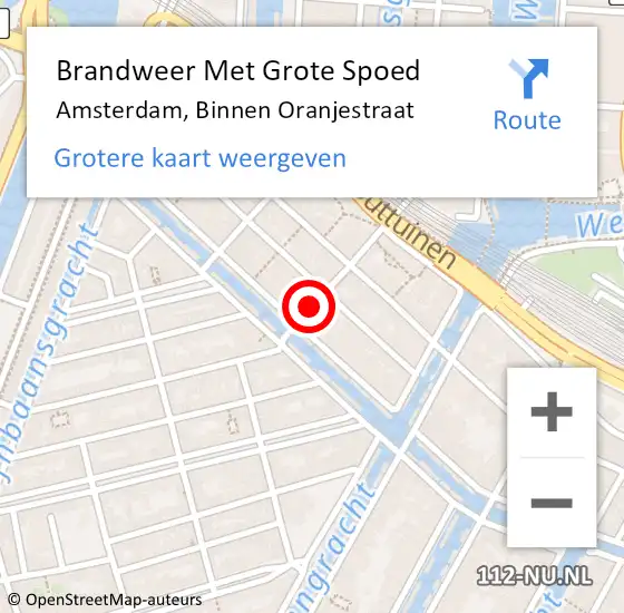 Locatie op kaart van de 112 melding: Brandweer Met Grote Spoed Naar Amsterdam, Binnen Oranjestraat op 17 juni 2019 19:23