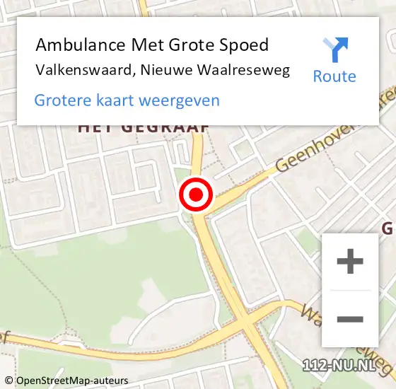 Locatie op kaart van de 112 melding: Ambulance Met Grote Spoed Naar Valkenswaard, Nieuwe Waalreseweg op 17 juni 2019 19:24