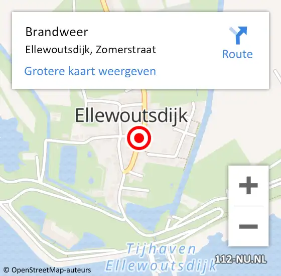 Locatie op kaart van de 112 melding: Brandweer Ellewoutsdijk, Zomerstraat op 17 juni 2019 19:34