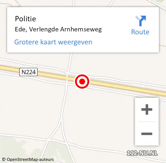Locatie op kaart van de 112 melding: Politie Ede, Verlengde Arnhemseweg op 17 juni 2019 19:37
