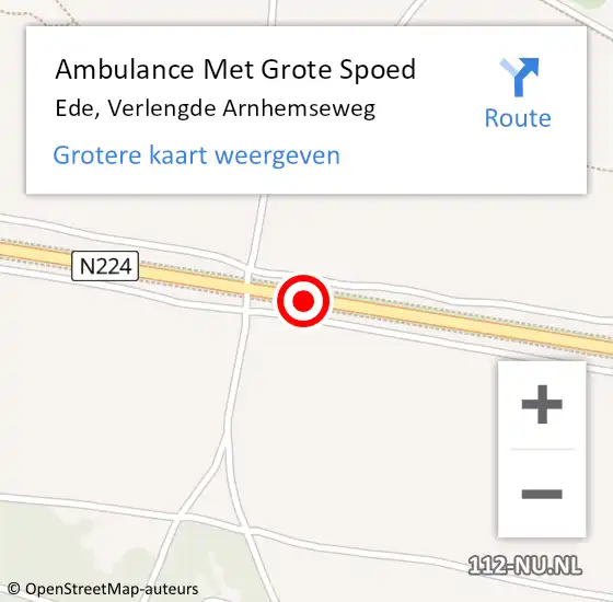 Locatie op kaart van de 112 melding: Ambulance Met Grote Spoed Naar Ede, Verlengde Arnhemseweg op 17 juni 2019 19:37