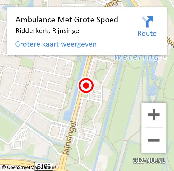 Locatie op kaart van de 112 melding: Ambulance Met Grote Spoed Naar Ridderkerk, Rijnsingel op 17 juni 2019 19:42