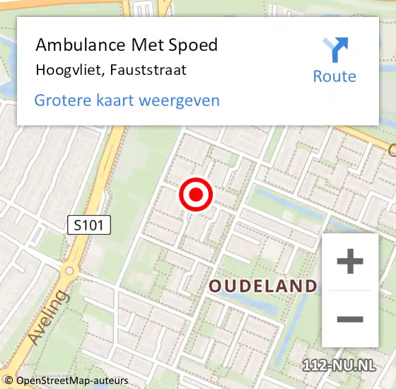 Locatie op kaart van de 112 melding: Ambulance Met Spoed Naar Hoogvliet, Fauststraat op 17 juni 2019 19:44