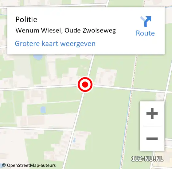 Locatie op kaart van de 112 melding: Politie Wenum Wiesel, Oude Zwolseweg op 17 juni 2019 19:47