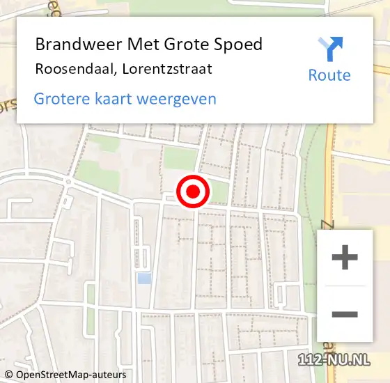 Locatie op kaart van de 112 melding: Brandweer Met Grote Spoed Naar Roosendaal, Lorentzstraat op 17 juni 2019 19:59