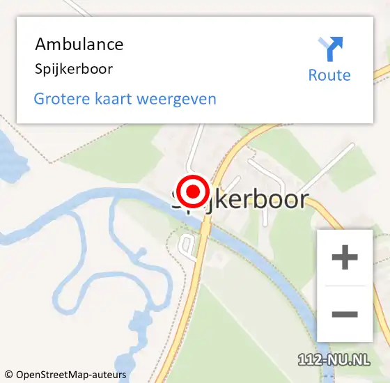 Locatie op kaart van de 112 melding: Ambulance Spijkerboor op 17 juni 2019 21:23