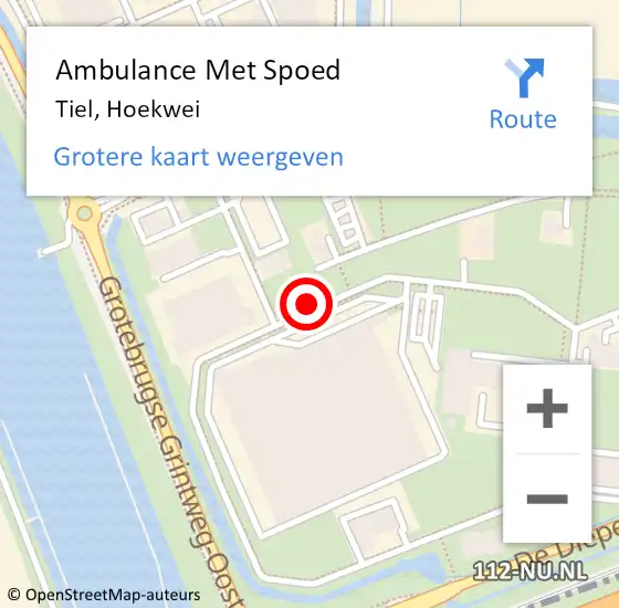 Locatie op kaart van de 112 melding: Ambulance Met Spoed Naar Tiel, Hoekwei op 17 juni 2019 21:57