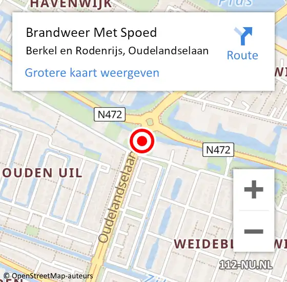Locatie op kaart van de 112 melding: Brandweer Met Spoed Naar Berkel en Rodenrijs, Oudelandselaan op 17 juni 2019 22:02