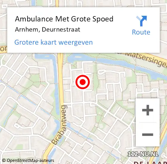 Locatie op kaart van de 112 melding: Ambulance Met Grote Spoed Naar Arnhem, Deurnestraat op 17 juni 2019 22:42