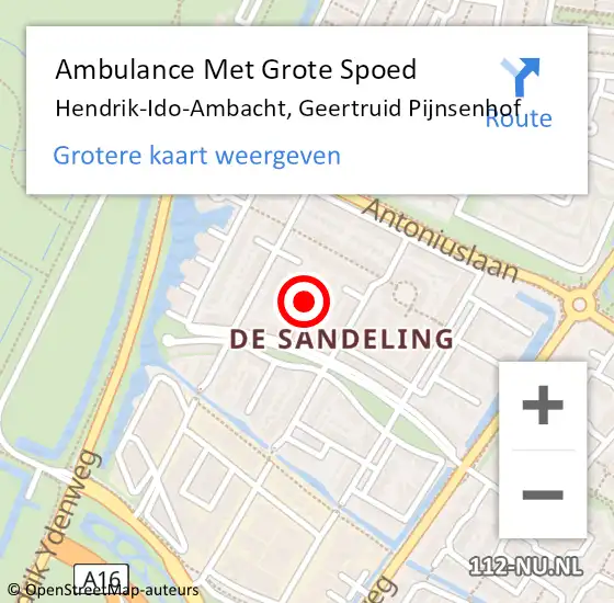 Locatie op kaart van de 112 melding: Ambulance Met Grote Spoed Naar Hendrik-Ido-Ambacht, Geertruid Pijnsenhof op 18 juni 2019 01:28